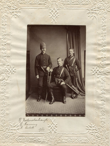 Original Victorian Photograph - Stunning Studio Portrait of Three Officers of the 3/60th Regiment in Field Uniform