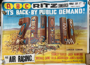 RARE ZULU FILM RE-RELEASE QUAD POSTER