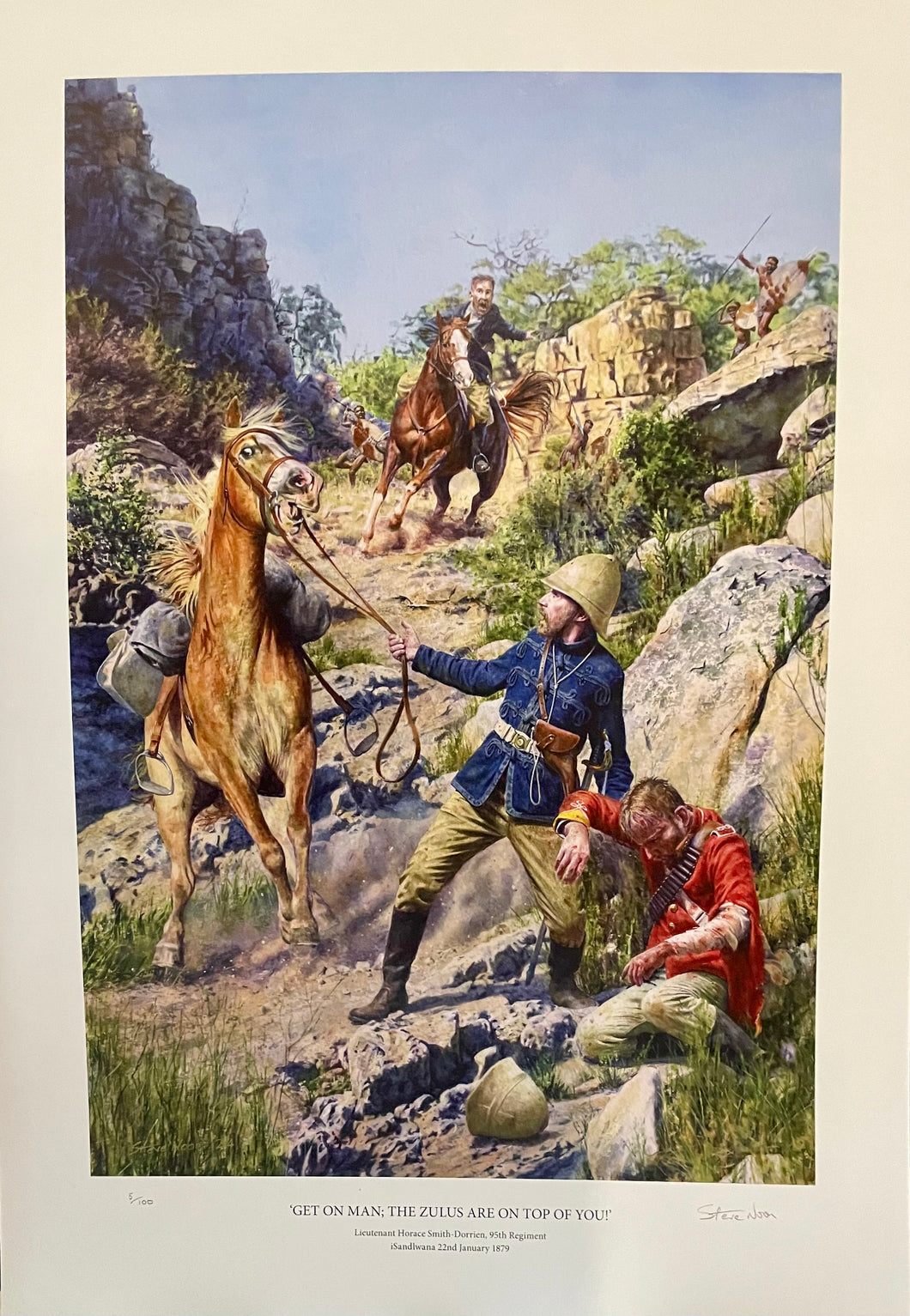 ‘GET ON MAN, THE ZULUS ARE ON TOP OF YOU!’ by Steve Noon (Small Format 18 x 12.5 ins)