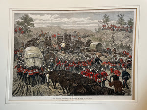 The Graphic - Original Hand-Coloured Illustration - "The Military Evacuation of Zululand; A Block on the Road"