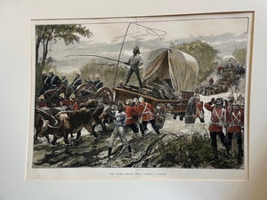 London Illustrated News - Original Hand-Coloured Illustration - "The Ekowe [Eshowe] Relief Force Crossing a Stream"
