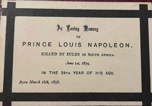 Original In Memoriam Card - Louis Napoleon, The Prince Imperial