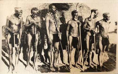 1920s/30s Black & White Postcard - Zulu Inkosi (chief) and Councillors