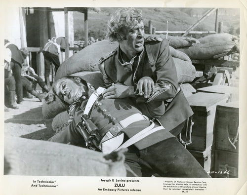 Black & White Photo Press Still from 'ZULU' - Wounded Chard Scene