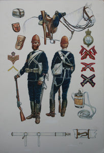 Original Artwork By Rick Scollins Depicting Uniforms of the 17th Lancers, Anglo-Zulu War 1879