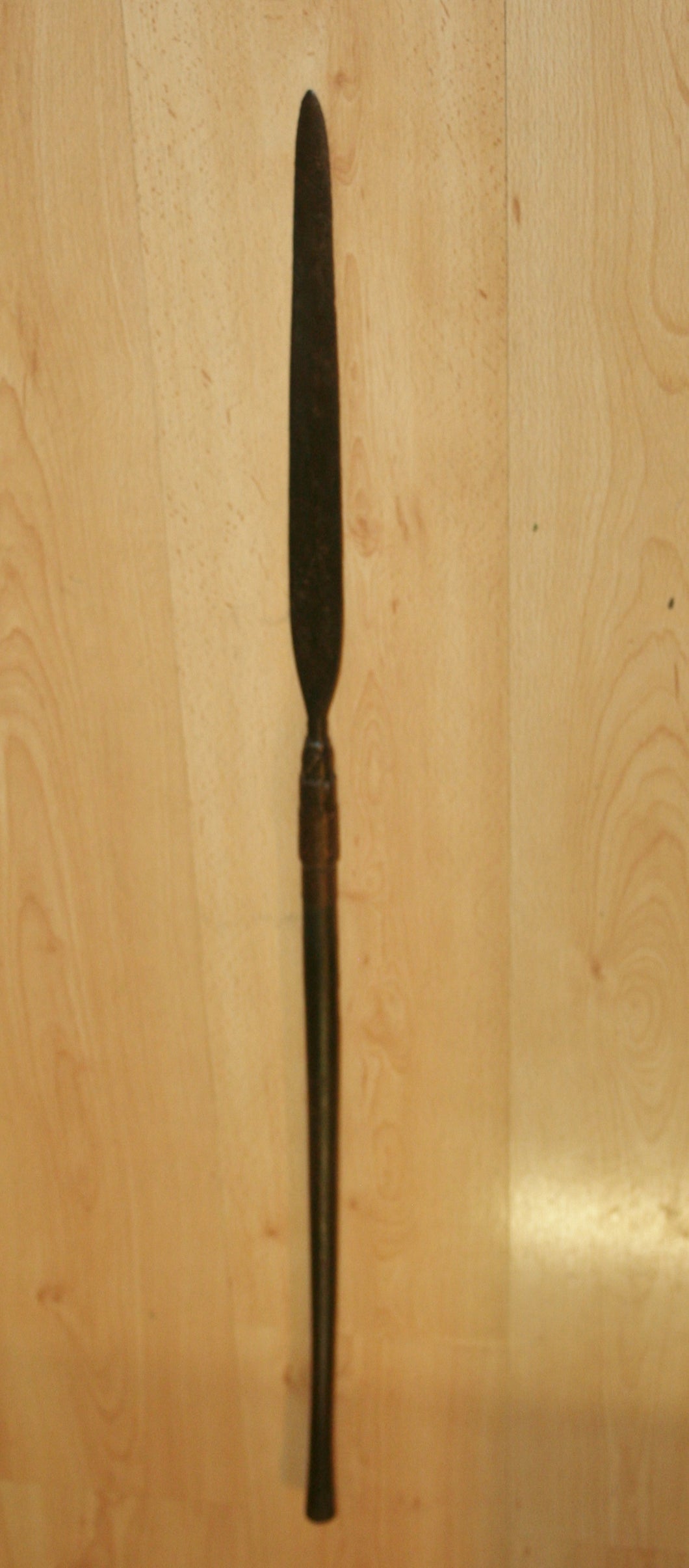 Excellent 19th Century Zulu Stabbing Spear, Iklwa - Hand-Beaten Blade & 43 Inches Long
