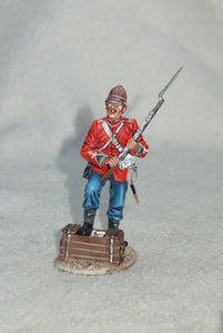 First Legion Anglo-Zulu War Painted Figure - Private, 24th Regiment, guarding open box of Martini-Henry ammunition.