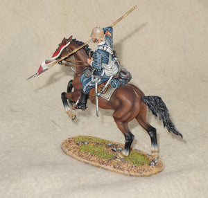 First Legion Anglo-Zulu War Painted Figure - Sergeant, 17th Lancers, stabbing to the left with lance.