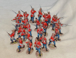 First Legion Anglo-Zulu War Painted Figure - Private 24th Regiment, bearded, kneeling firing.
