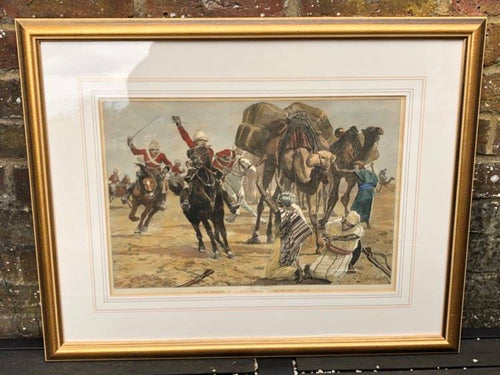 Illustrated London News, British Cavalry Harassing a Mahdist Supply Train - Hand Coloured/Framed