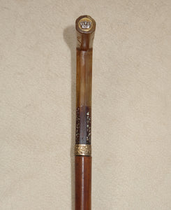 INTERESTING 19th CENTURY GENTLEMAN’S SWORD STICK WITH SOUTH WALES BORDERERS BADGE; A VETERAN’S PIECE?