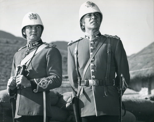 Black & White Press Still from 'ZULU' - Stanley Baker & Michael Caine